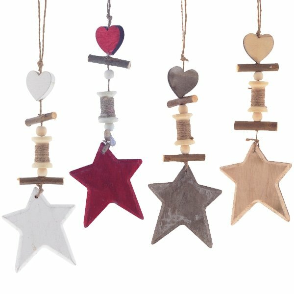 Украшение новогоднее звезда 7х15х19см подвеска дерево