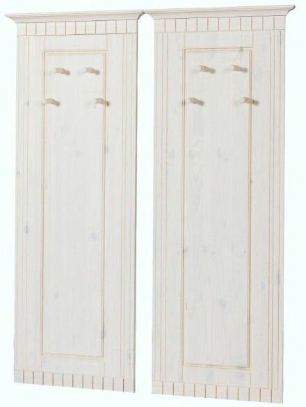 Вешалка настенная, 47х125, Неаполь, для одежды, в прихожую, из массива дерева, белый, 2 шт, Dipriz