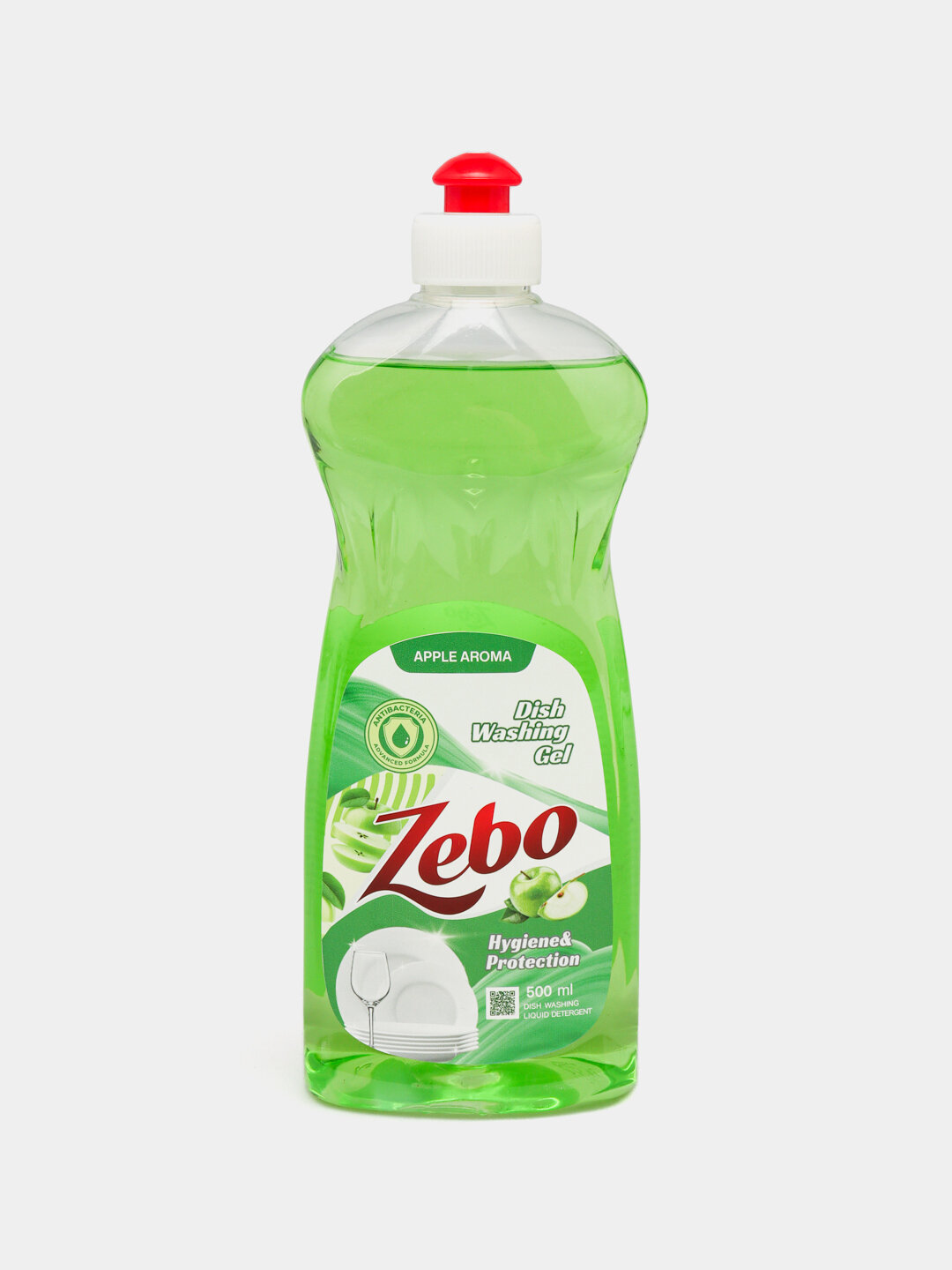 Гель для мытья посуды Zebo "Свежесть Яблока", 500мл, без фосфатов и красителей — фото 1
