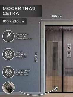 Москитная сетка для двери 100х210см черная