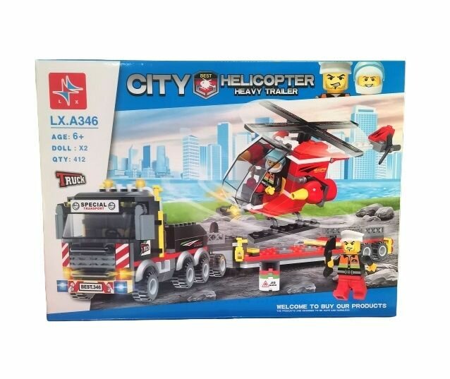 Конструктор, Грузовик и пожарный вертолет, 412 деталей