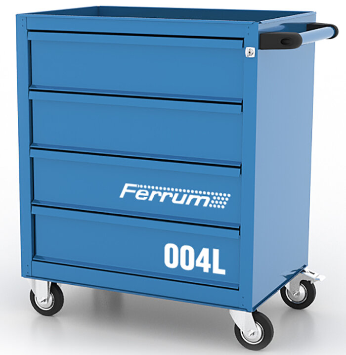 Тележка инструментальная с 4 ящиками, синий цвет, Ferrum 02.004L-5015
