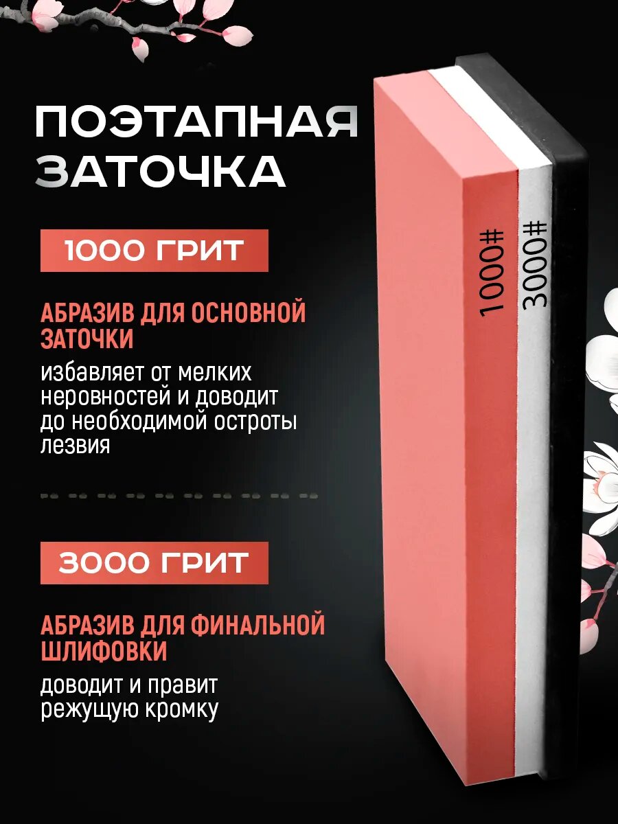 Точильный камень Conflate, 1000/3000 Грит, для заточки ножей и ножниц, 2 стороны, красно-белый — фото 1