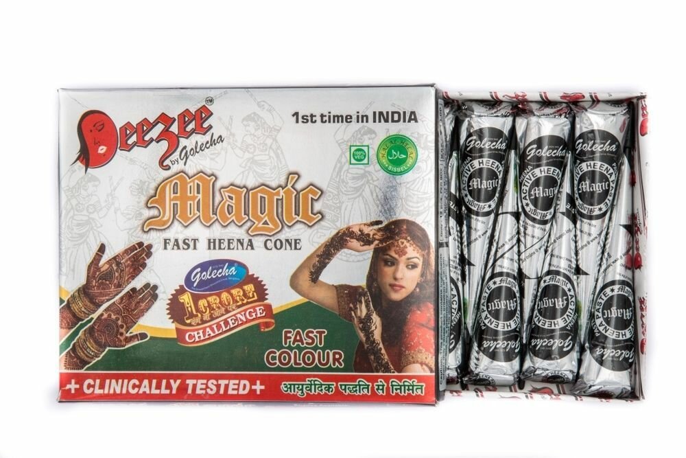 Golecha Хна Magic Fast (12 конусов в упаковке) Черный цвет