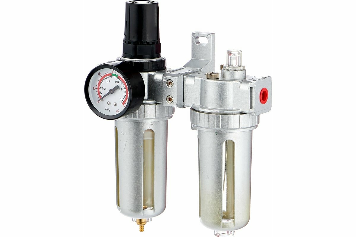 Фильтр влагоотделитель двойной AFRL802 1/4" с регулятором и лубрикатором Pegas pneumatic PGS-4701