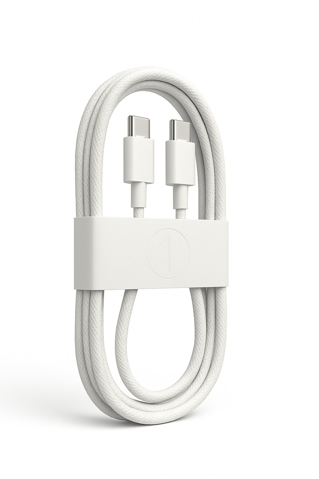 Кабель USB-C to USB-C 60W, 1м, для iPhone 15/16, MacBook, в оплетке, белый — фото 1