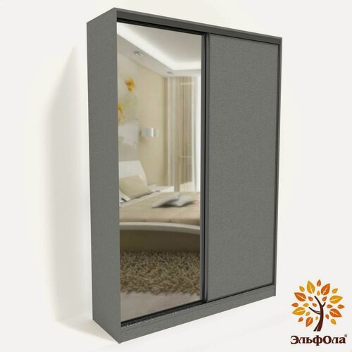 Изображение товара Шкаф-купе ЭльфОла "Гранд" 110*60*240 см, серый, профиль черный
