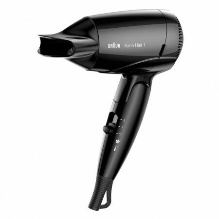 Фен Braun BRHD130E черный, мощность 1200Вт, насадок 1шт
