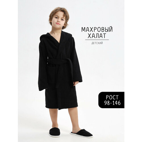 фото Халат росхалат, размер 110-122, черный