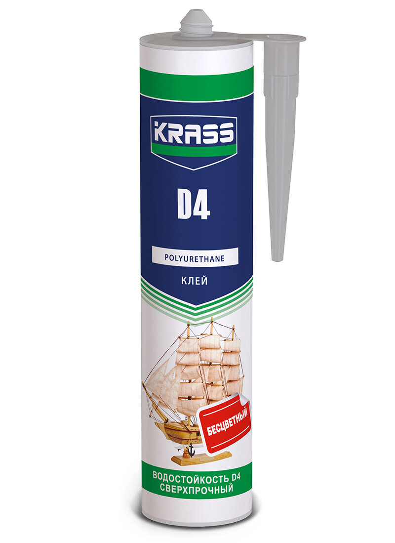 Клей полиуретановый Krass D4 бесцветный 280 мл