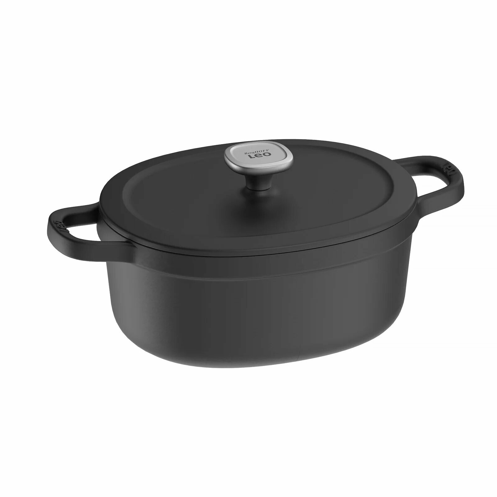 Чугунная кастрюля BergHOFF Leo Graphite, овальная, с крышкой, 4,8л