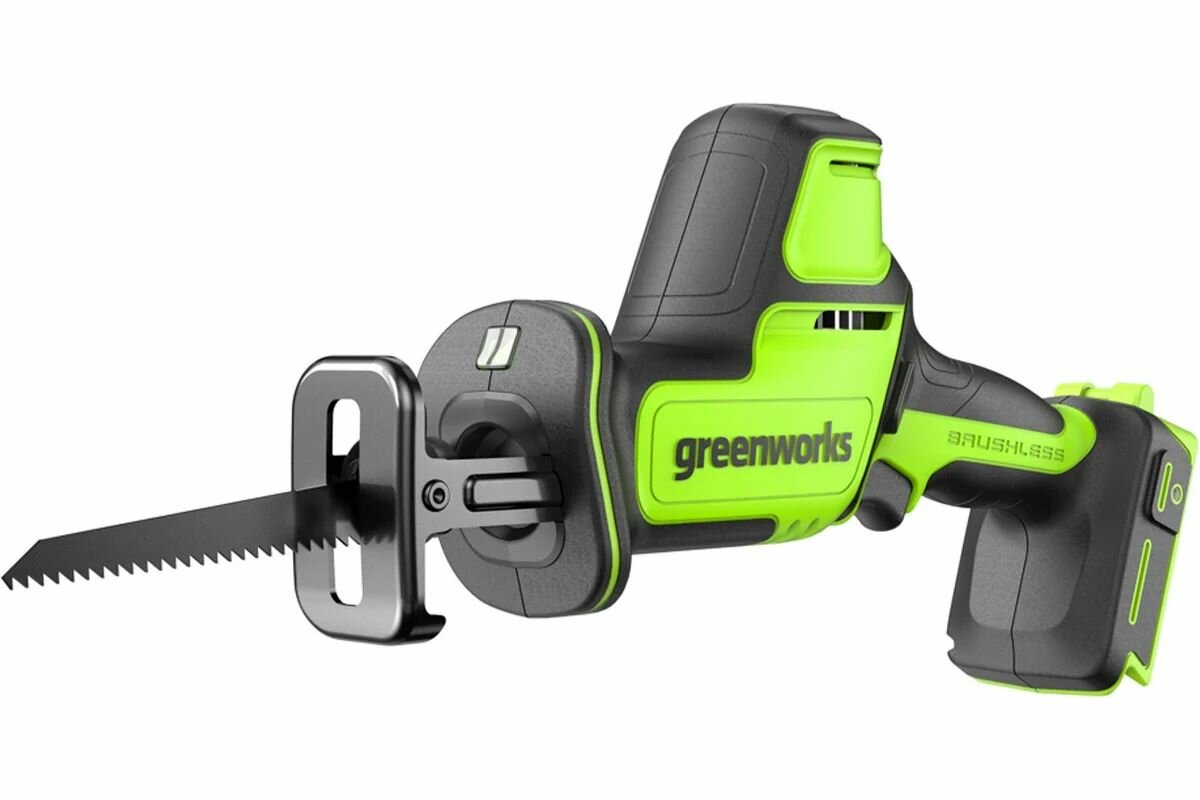 Пила сабельная аккумуляторная GreenWorks GPT-CRS-25 24В б/щет 0-3000 об/мин рез 80 мм дер LED без АКБ и ЗУ 1200507