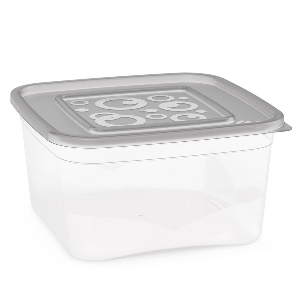 Контейнер для СВЧ герметичный 1л квадратный пластик прозрачный с цветной крышкой