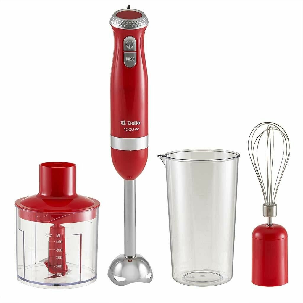 Блендер погружной DL-7064B красный 1000 Вт турбо