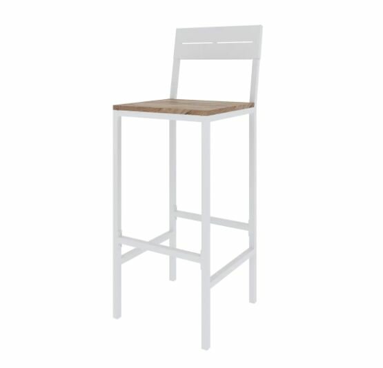 Стул барный Ferro 37x102x42 см ножки металл/белый сиденье дерево цвет коричневый