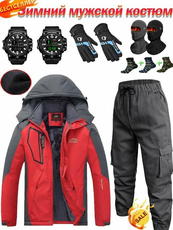 Мужской зимний альпинистский теплый костюм подходит для активного отдыха при температуре от -30 до +25 градусов.
