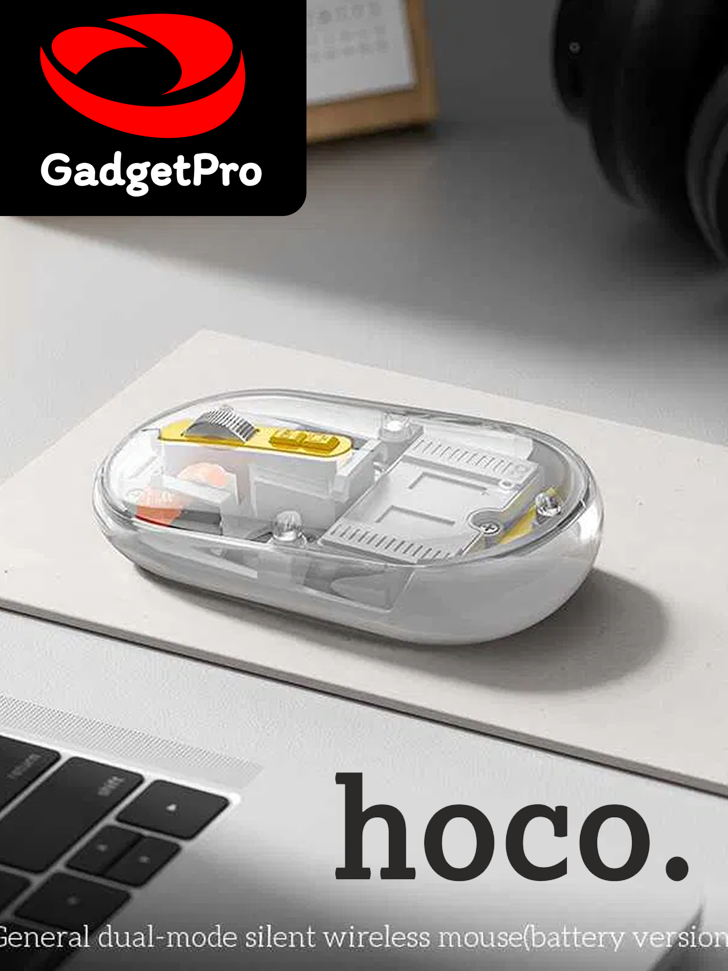 Беспроводная компьютерная мышь Hoco GM35, 2.4G + Bluetooth, 800–1600 DPI, 5 кнопок, аккумулятор 300 мАч, белая,