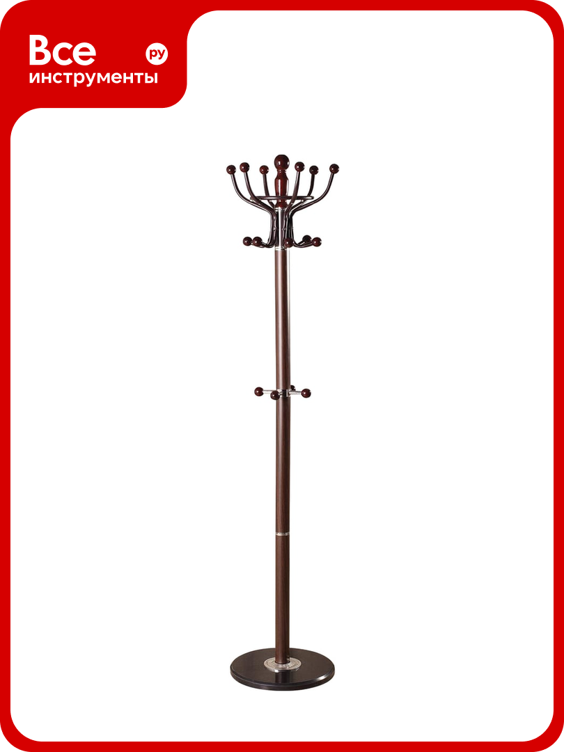 Вешалка стойка BRABIX CR-282 металл/мрамор, 1,8 м, на диске диам. 38 см, 6 крючков+4 доп, коричн 601745