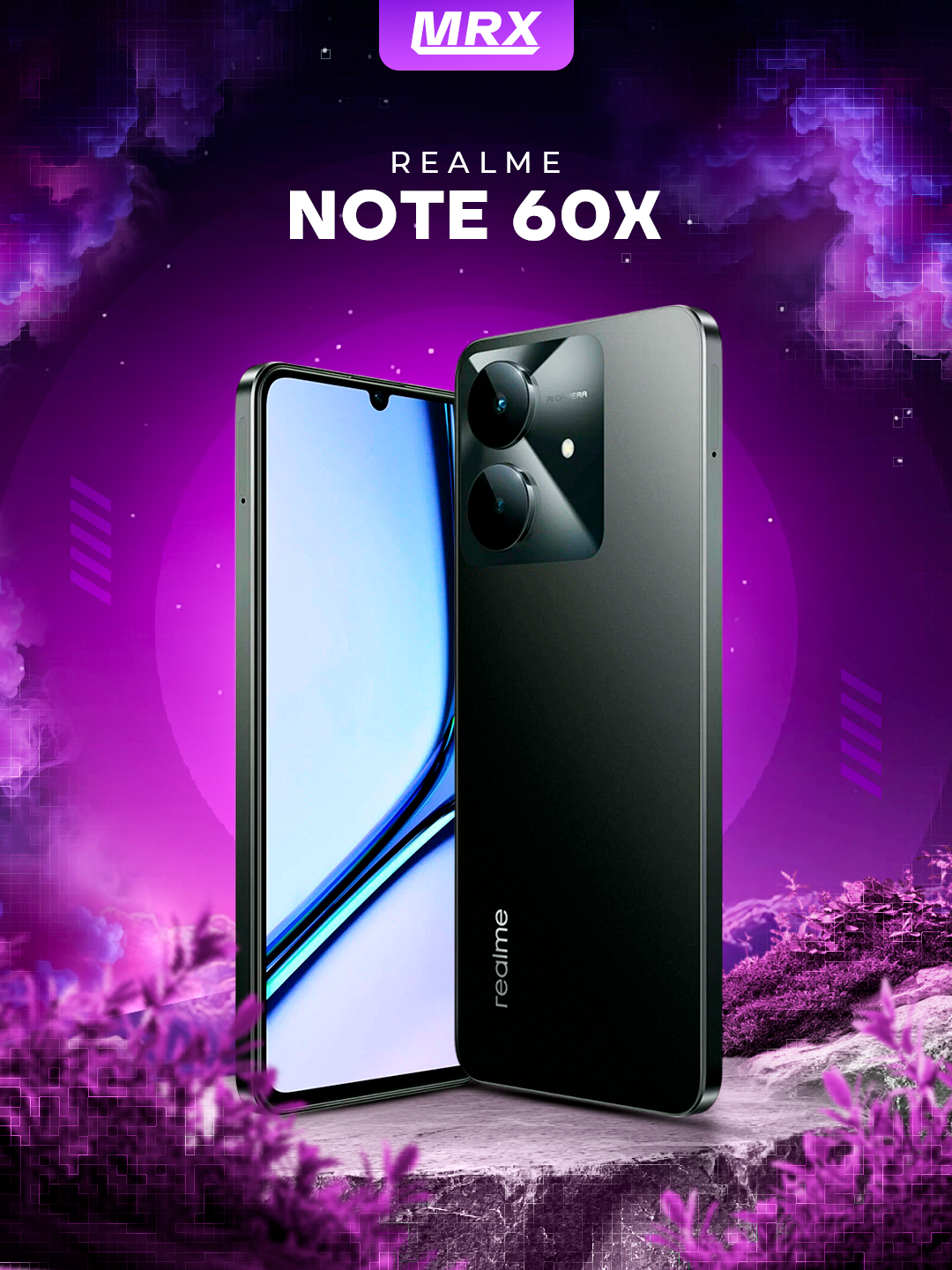 Смартфон Realme Note 60x 3/64 ГБ, Черный IPS 90 Hz дисплей, 5000 mAh, 10W,