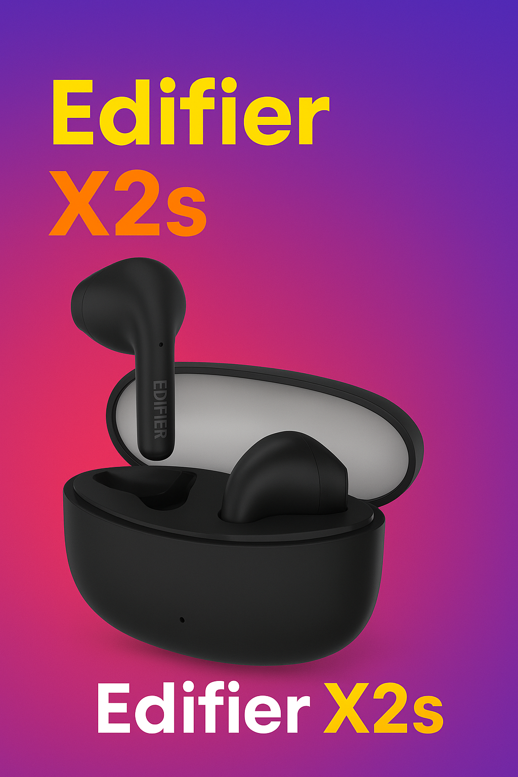 Наушники Edifier X2S, беспроводные, IP54, с микрофоном, черные