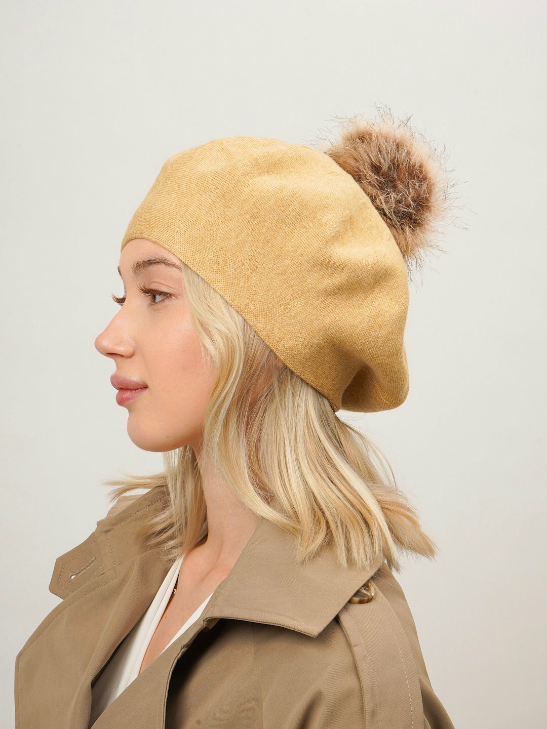 Шапка-бини для взрослых и детей, размер 56, золотой — фото 1