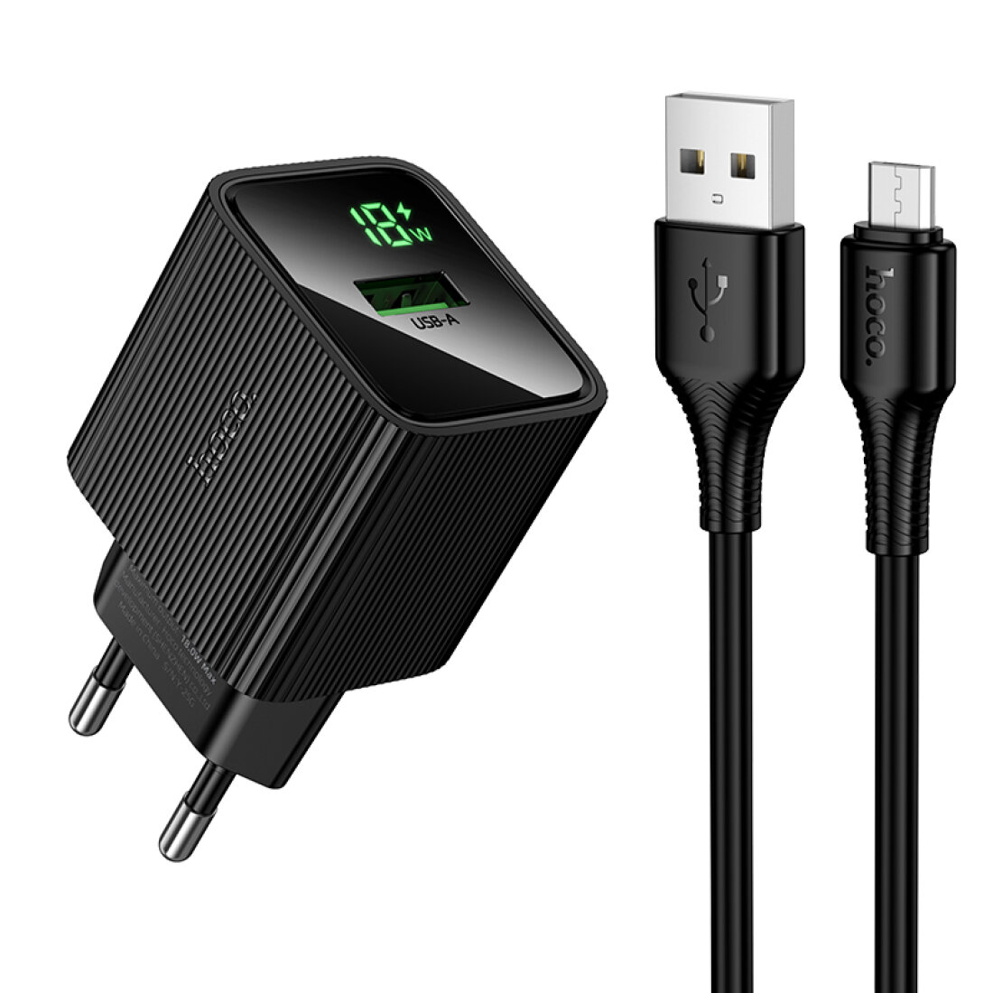 Сетевое зарядное устройство 1 USB 3.0 QC (CS81A) HOCO Micro с дисплеем черный