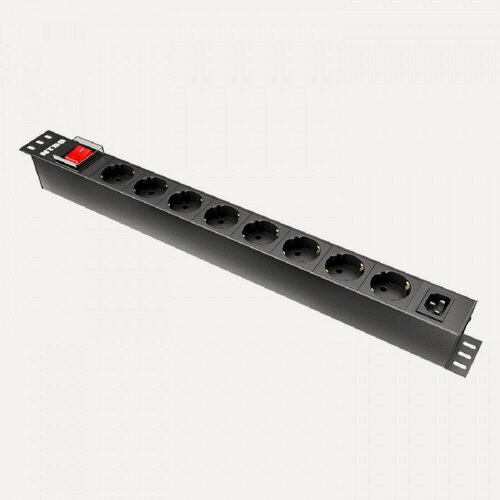 Изображение товара NTSS Аксессуар Блок розеток , 19", 1U, пластик, 1ф10А, 2.3кВт, 8 Schuko CEE 7 7, выкл. с подсв. и крыш, вх. 60320 С14 - PDU - DA1015