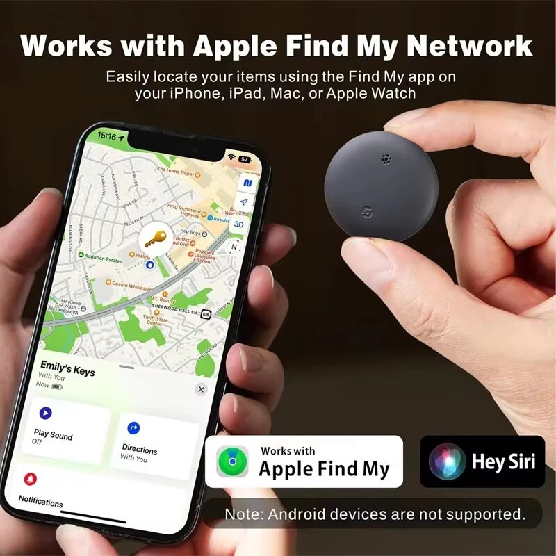 Изображение Xiaomi GPS-локатор, кошелек для домашних животных, чемодан, автомобильное глобальное отслеживание позиционирования, отслеживание пожилых детей, анти-потерянный искатель для iPhone Find My, black