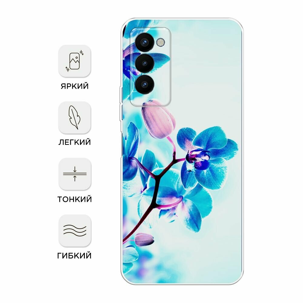 Чехол на Tecno Camon 18P / Техно Камон 18Р с принтом "Голубая орхидея" — фото 1
