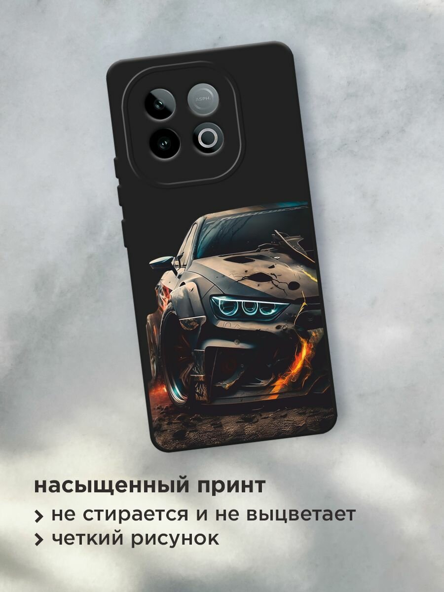 Черный матовый чехол на Vivo IQOO Neo 10 / Виво IQOO Нео 10 с принтом "На износ" — фото 1