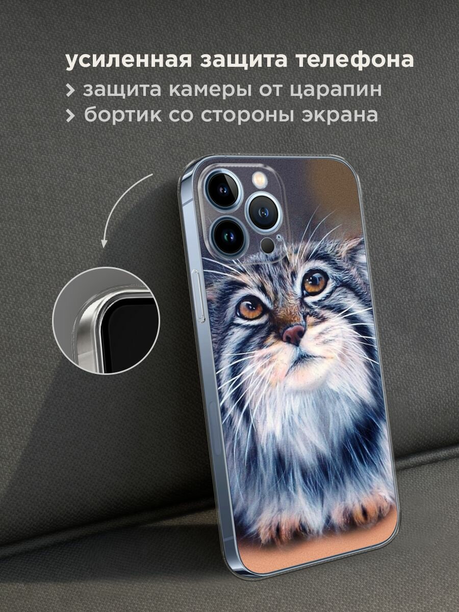 Чехол на Apple iPhone 13 Pro Max / Айфон 13 Про Макс с принтом "Кот манул 2" — фото 1