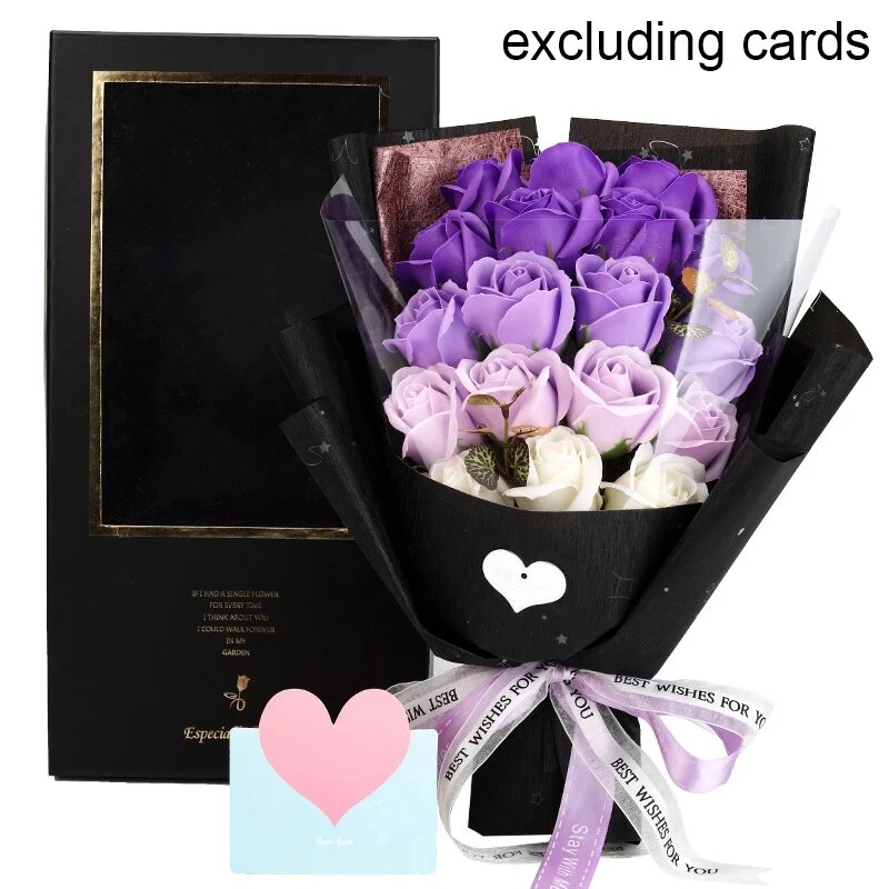 Искусственные розы букет из 18 цветов подарочная коробка Сиреневый colour 4