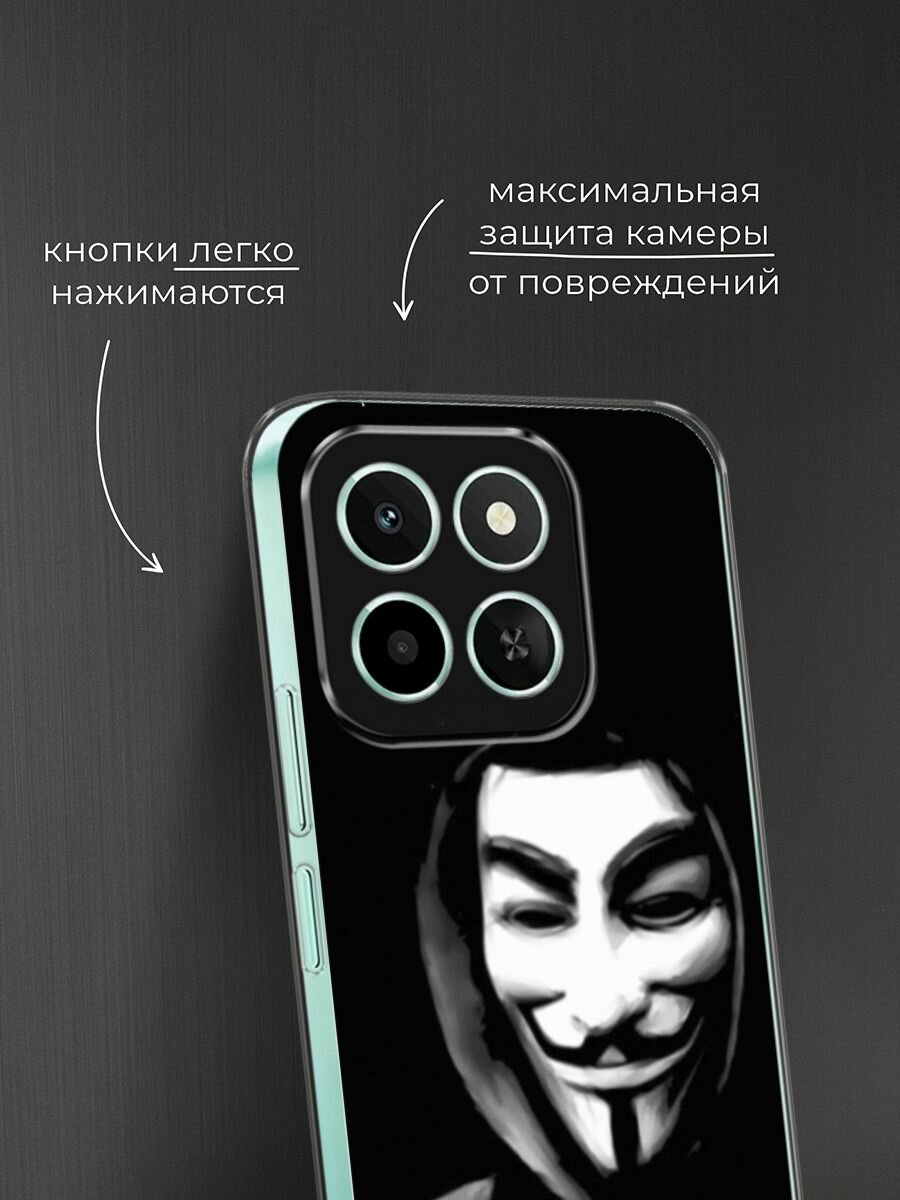 Силиконовый чехол на Honor X6c / Хонор X6c с принтом "Анонимус" — фото 1