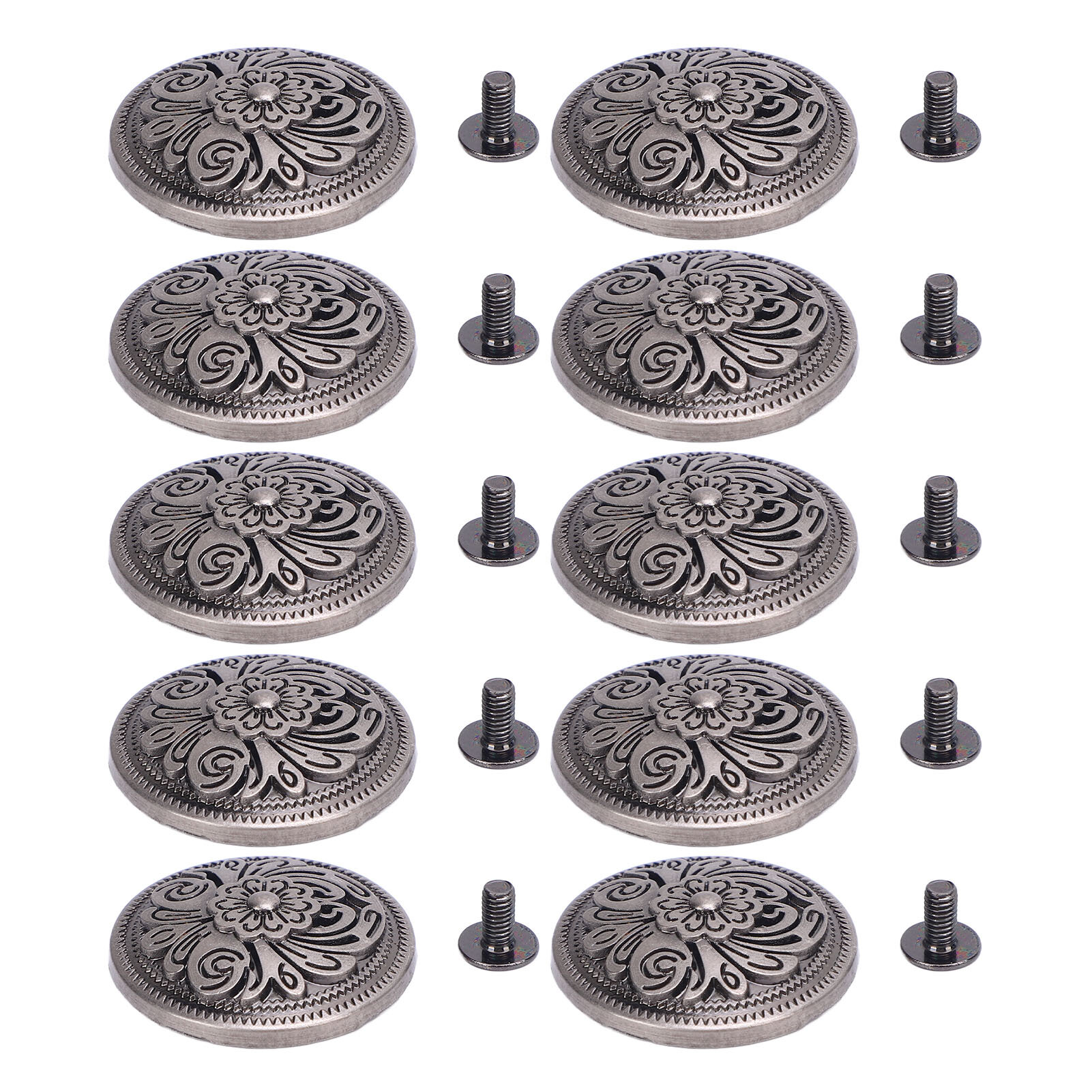 10 комплектов заклепок с цветочным узором, 26 мм, декоративная заклепка из цинкового сплава с винтом 7 мм для поясной сумки, сумки, кошелька