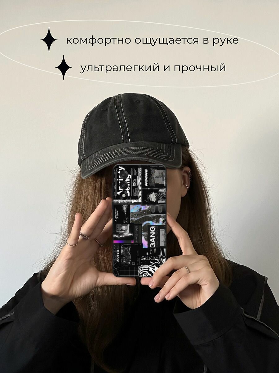 Черный матовый чехол на OnePlus Nord 5 / Ван Плас Норд 5 с принтом "Темные голограммы" — фото 1