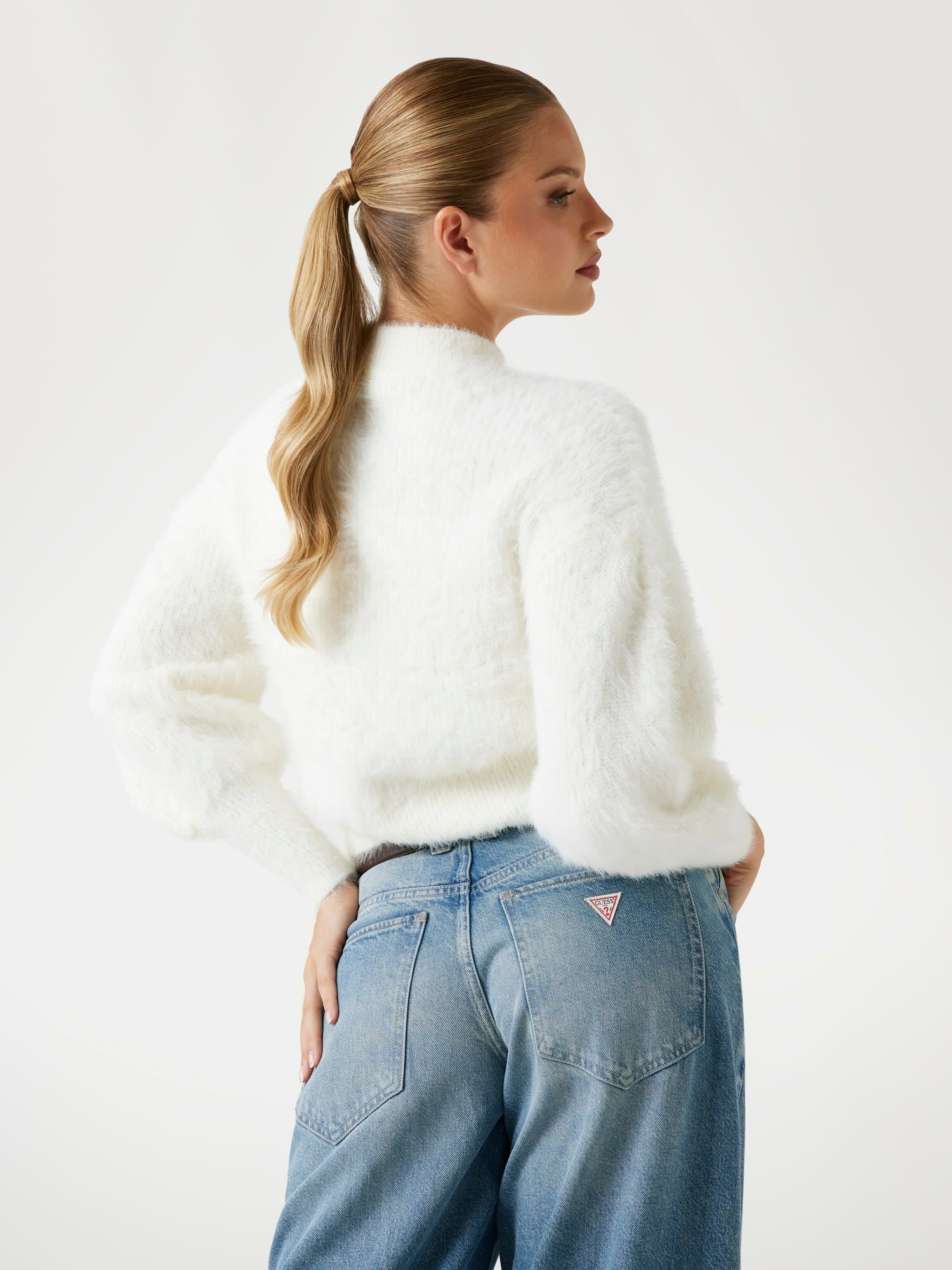 Джемпер GUESS KEYLA CN LS SWTR, размер S, белый — фото 1