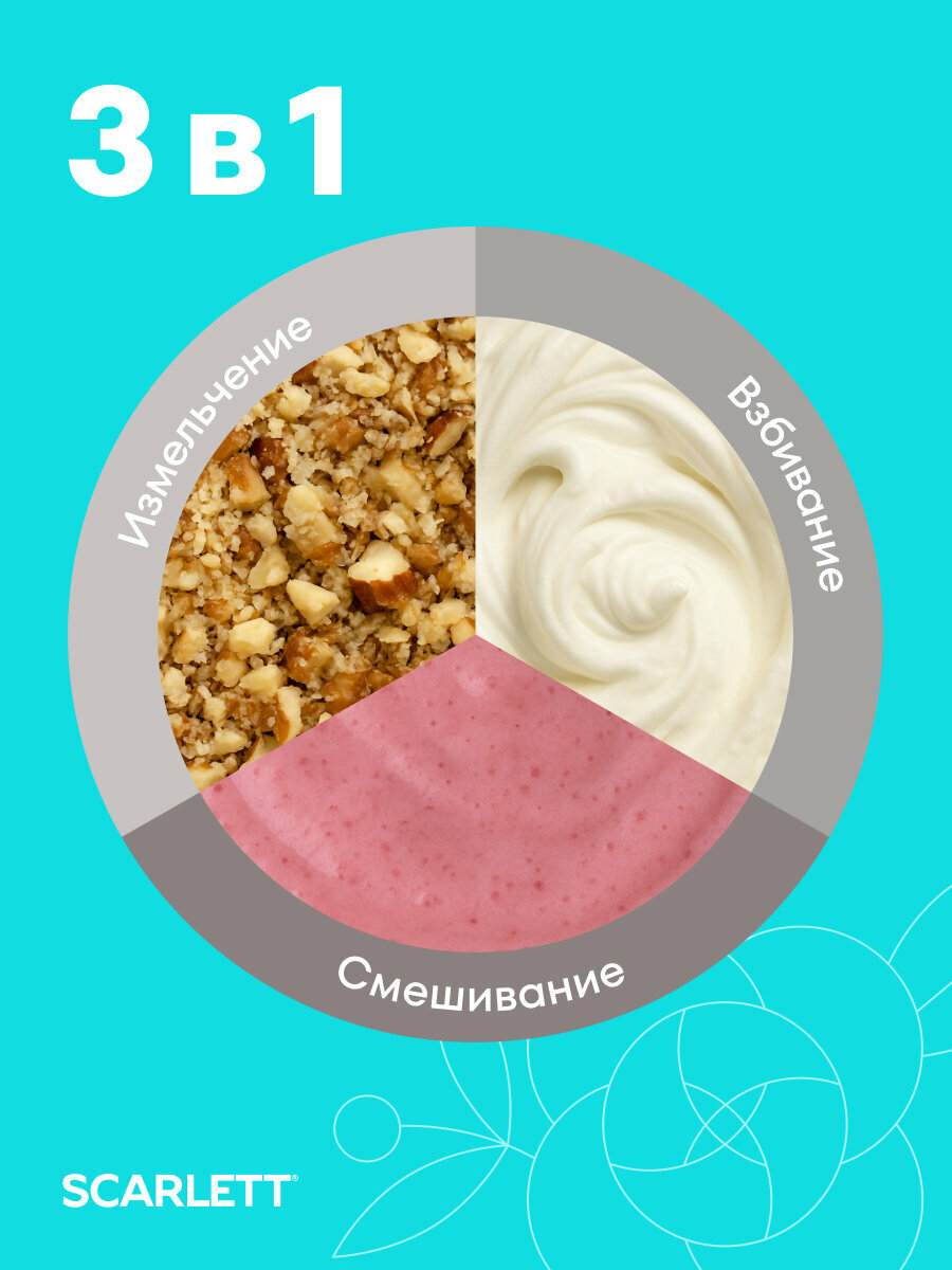 Блендер погружной Scarlett SC-HB42F26, с турбо режимом и сталью марки steel pro — фото 1