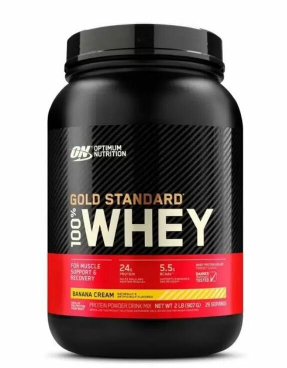 Протеин Optimum Nutrition 100% Whey Gold Standard, 907 г, вкус: банановый крем