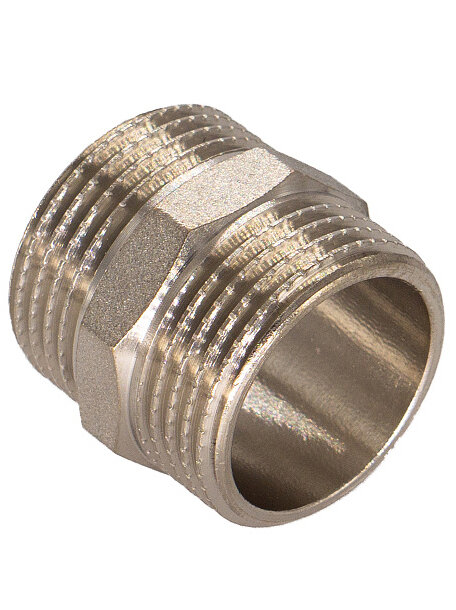Ниппель CTM, латунь, 1", никелированный, с наружной резьбой, 35мм — фото 1