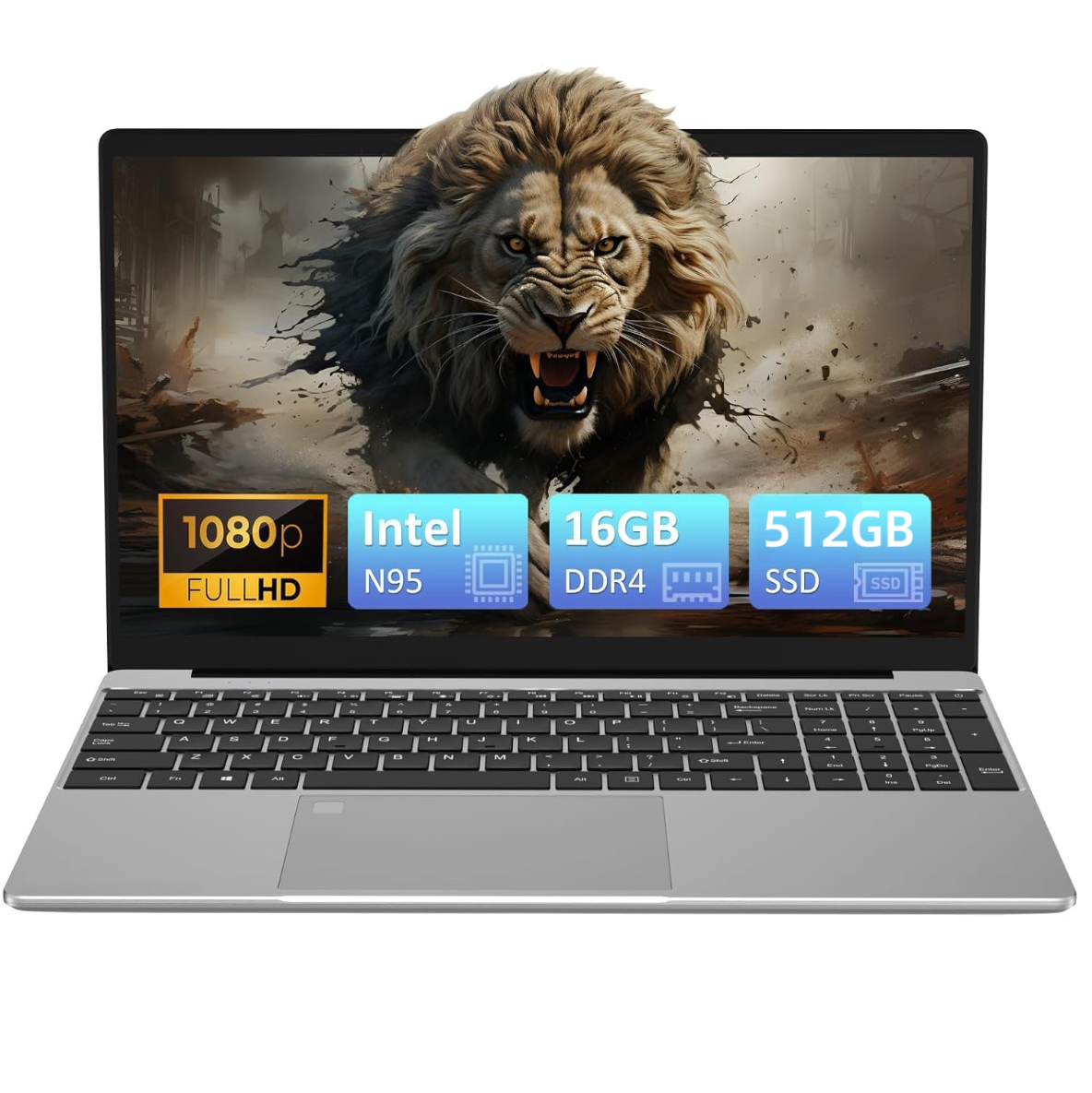 Игровой ноутбук YPAY, Windows 11, Intel N95, 16GB RAM,512GB SSD, 15,6" Серый