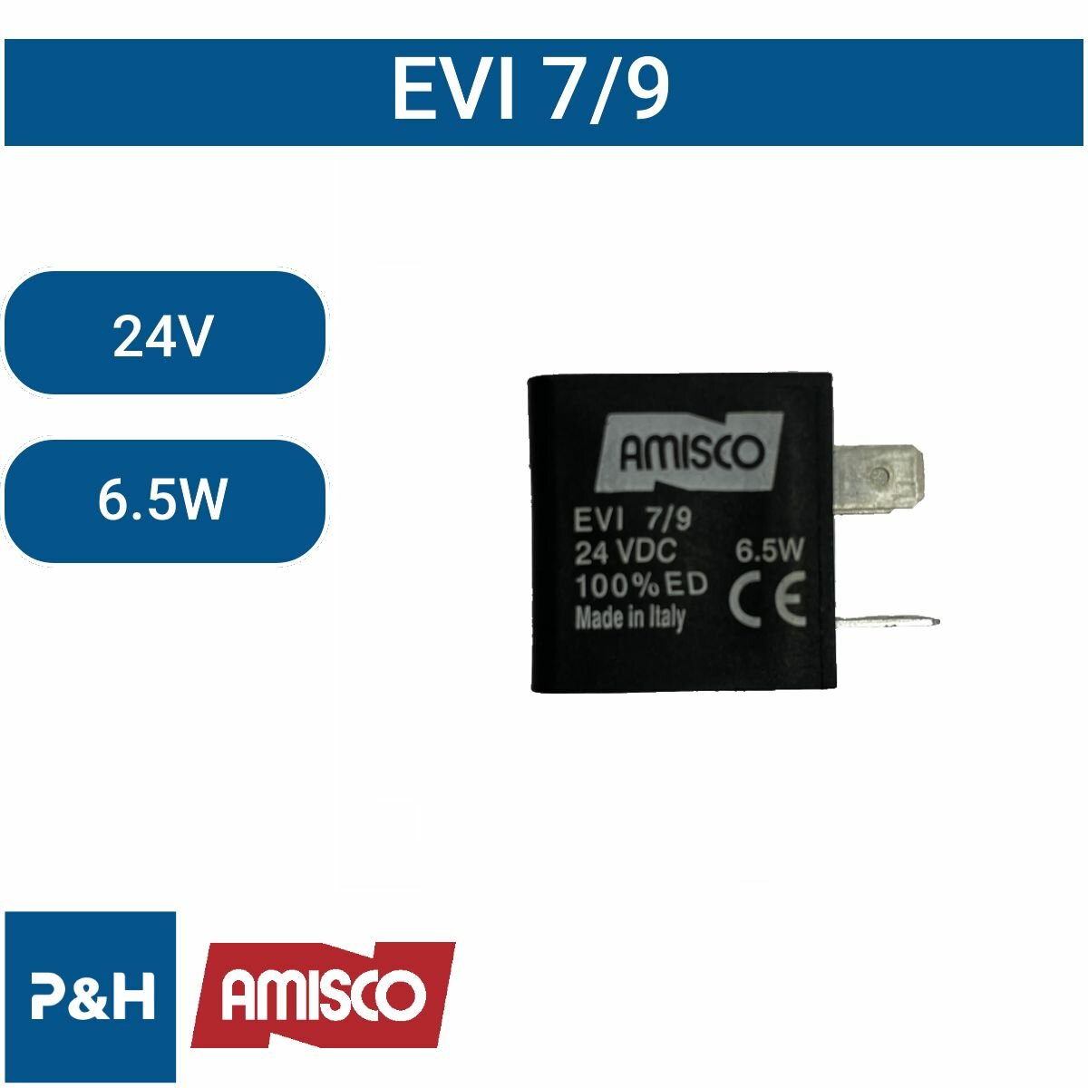 Катушка EVI 7/9, 24VDC, 6.5W AMISCO (соленоид, электромагнит)