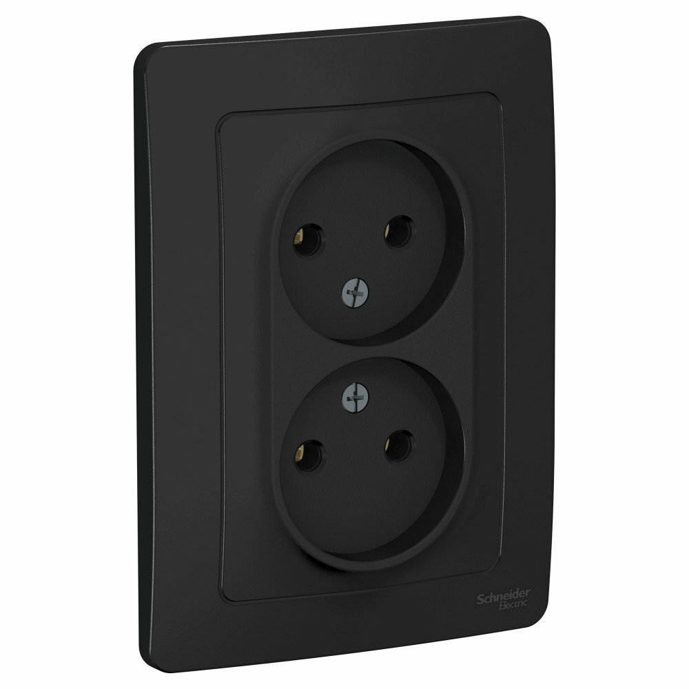 Blanca внутр Антрацит Розетка 2-ая б/з без шторок, 16А, , Systeme Electric, BLNRS000026