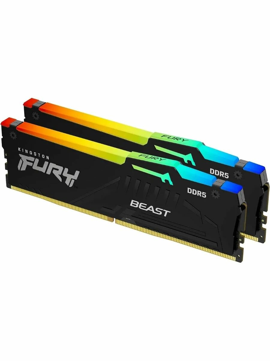 Оперативная память Kingston Fury Beast Black RGB XMP DDR5 2x16GB CL32 6400 МГц, DIMM (KF564C32BBAK2-32)