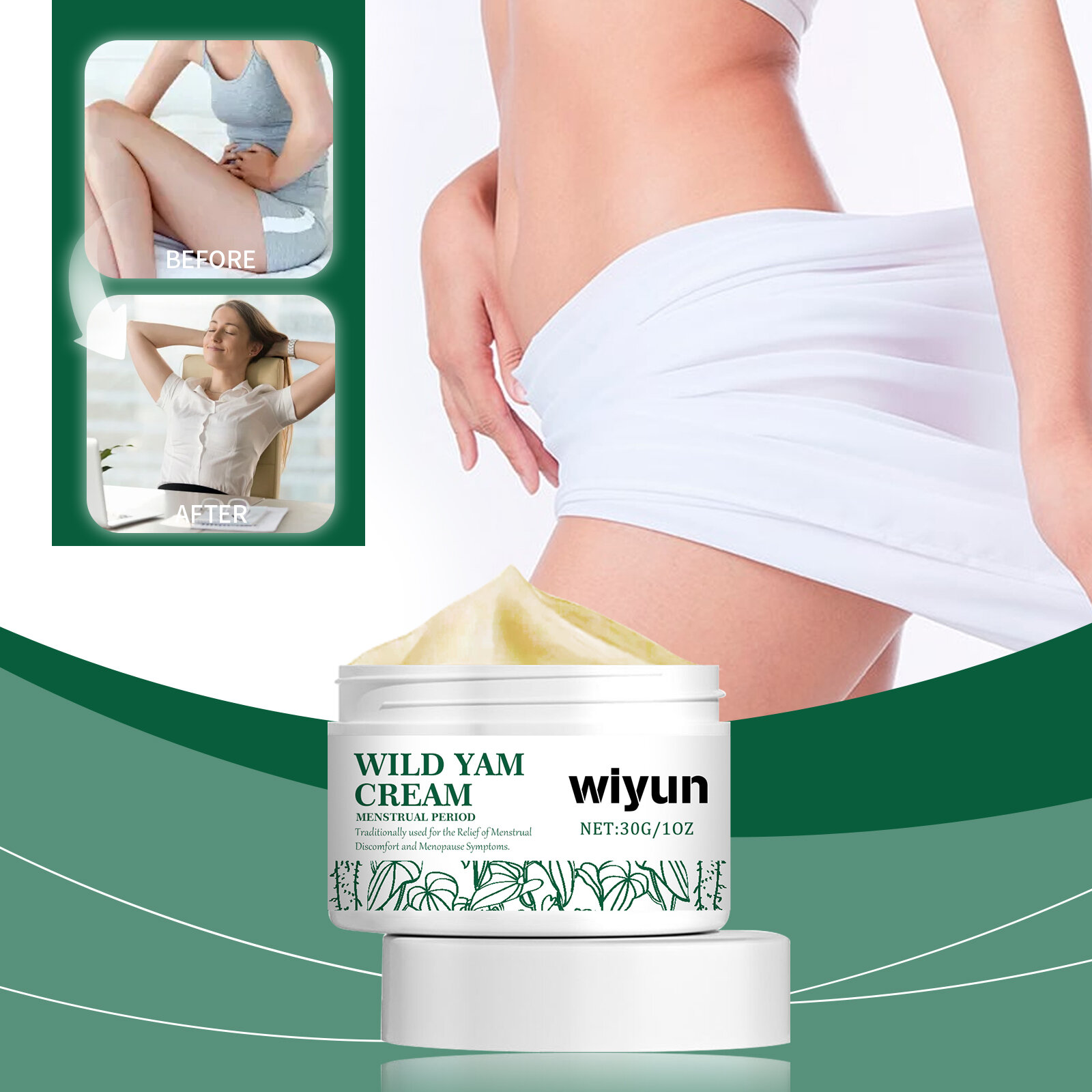 Wiyun menstrual relief yam cream снимает женские боли в животе во время менструации acupoint care yam cream