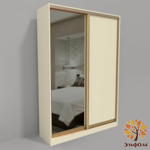 Изображение товара Шкаф-купе ЭльфОла "Гранд" 110*45*240 см, слоновая кость, профиль золото