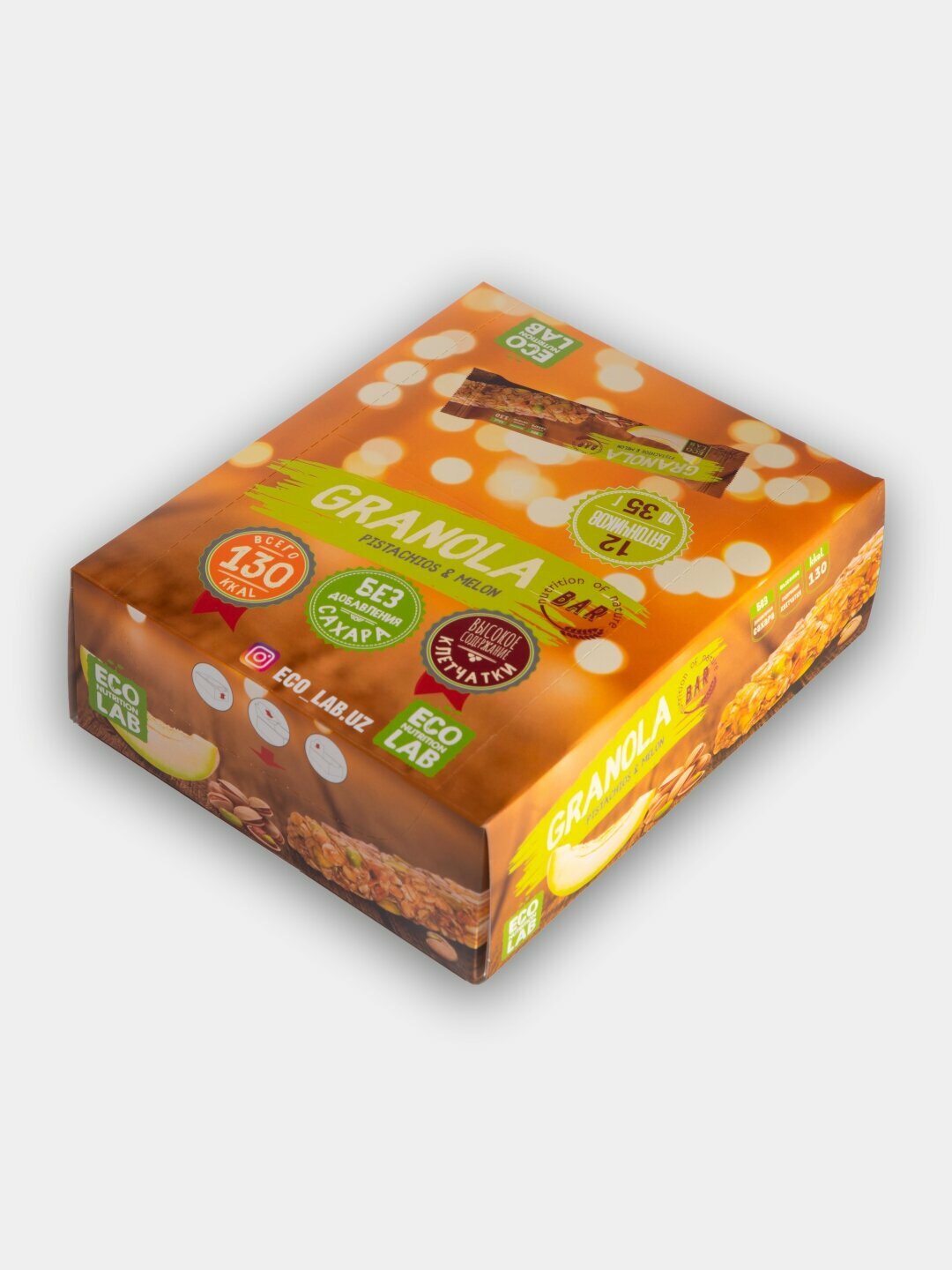 Батончики Granola "Фисташки+Дыня", Eco Nutrition Lab, 12 шт по 35 г — фото 1