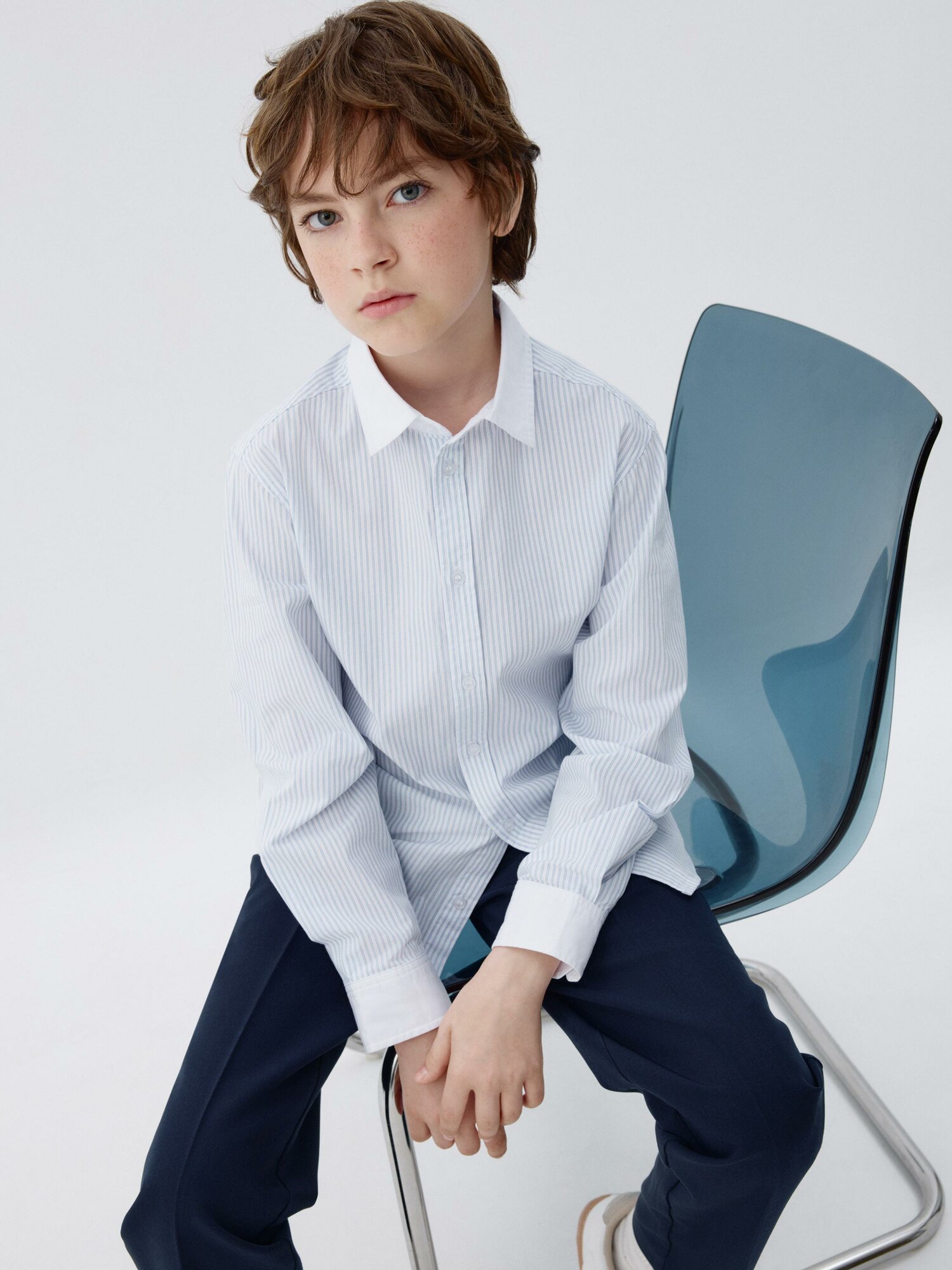 Школьная рубашка Sela размер 152 голубой