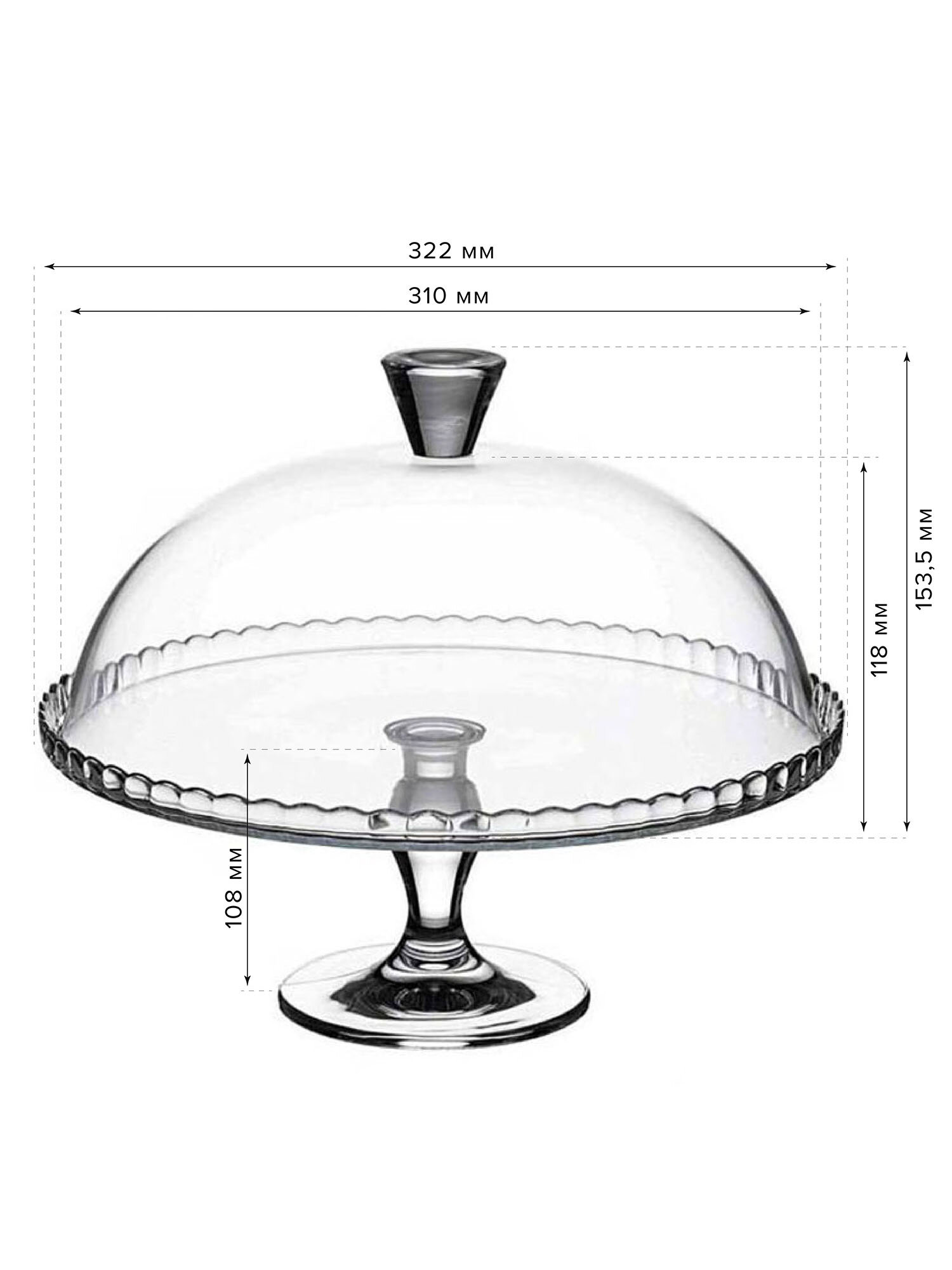 Картинки Тортовница с крышкой 322 мм, Pasabahce, стеклянная, на ножке