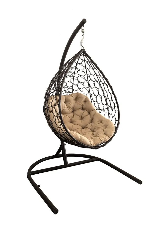 Кресло подвесное садовое GreenGard Афины искусственный ротанг металл коричневое с подушкой