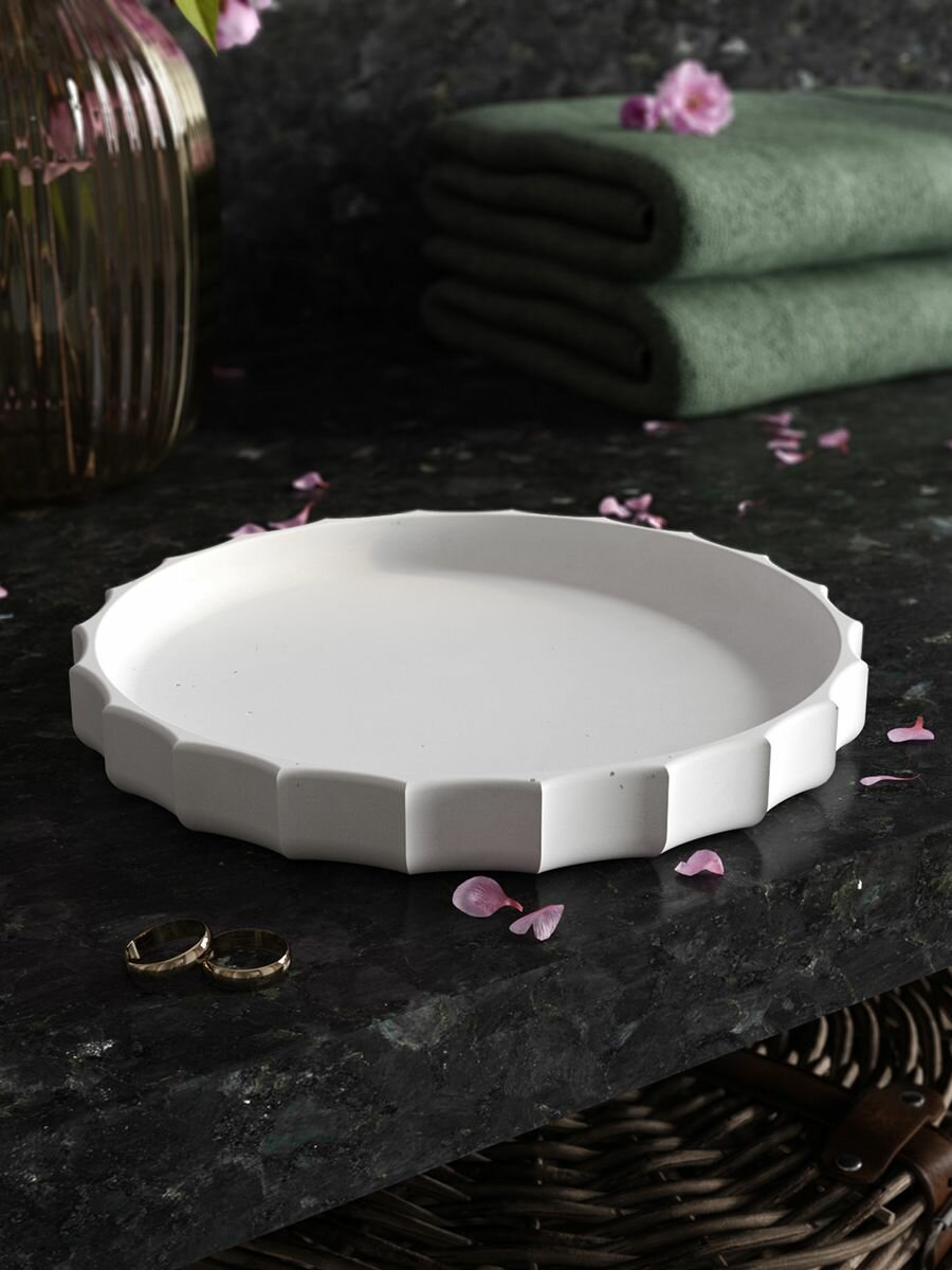 Изображение Поднос для ванной, подставка для косметики, 20х20 см. белая матовая.